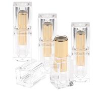 SAFIGLE 4 Pcs Square DIY Lipstick Tubes Empty Lip Balm Container for Travel Refillable Lipstick Holder Wand for Makeup Artists and Women