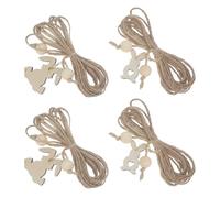 SAFIGLE 4 Sets Unfinished Easter Wooden Decor Bunny Silhouette Cutouts with 3 Meter Jute String for Easter Table Decor and Home Indoor Painting Crafts