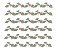 SAFIGLE 40pcs Artificial Holly Berries with Green Leaves Realistic Plastic Red Berry Twigs for Christmas Wreath Making and Holiday Table Centerpieces Versatile Seasonal Craft Supplies