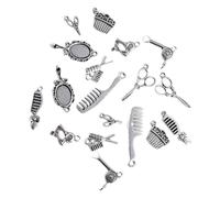 SAFIGLE 40pcs Assorted Alloy Pendant Charms for DIY Jewelry Making Mini Scissors and Mirror Comb Design Crafting Accessories for Necklaces Bracelets Keychains Vintage Silver Finish