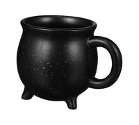 SAFIGLE 450ml Ceramic Halloween Coffee Mug Black Witch Cauldron Drinking Cup for Home and Office Use with Creative Three-Legged Boiler Design