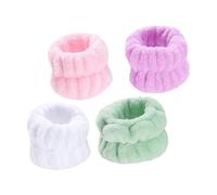 SAFIGLE 4Pairs Absorbent Face Washing Wristbands Soft Microfiber Wrist Wash Bands for Makeup Yoga and Spa Use Elastic Comfortable and Lightweight Pink Green White