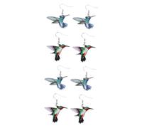 SAFIGLE 4pairs Bird Shape Earrings for Women Cute Dangle Ear Drops of Hummingbird and Owl Ear Ornaments for Parties and Gifting to Girls and Friends