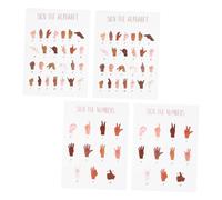 SAFIGLE 4pcs ASL Posters for Classroom Education Sign Language Charts for Reusable Alphabet and Stickers Inclusive Learning Resource for Special Needs Students Versatile Wall Decor