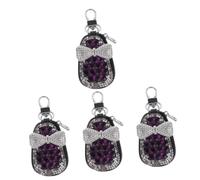 SAFIGLE 4pcs Car Key Storage Pouch Rhinestones Portable Key Fob Bag Scratch Lightweight and Secure Zipper Closure Stylish Car Accessory for Women