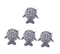 SAFIGLE 4pcs Cartoon Shark Plush Coin Purse Zipper Bag for Women Cute Storage Wallet for Change Keys and Essentials Soft Plush Material Portable Design Grey
