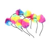SAFIGLE 4Pcs Colorful Fuzzy Ball Headband Fashionable Hair Accessory for Masquerade Talent Show Party Adorable Plush Decoration for Adults Great present Idea Random Color