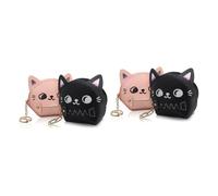 SAFIGLE 4pcs Cute Coin Pouch Kitten Cat Keychain Wallet for Women Purse Adorable Shape Secure Zipper Pouch