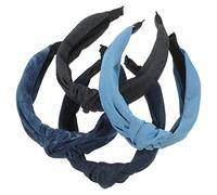 SAFIGLE 4pcs Denim Knot Headbands for Women Stylish Women Hair Accessories Central Knot for Everyday Wear and Special Occasions Includes Black Gradient Blue and Classic Blue Options