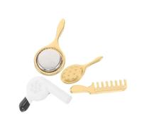 SAFIGLE 4pcs Doll House Comb Doll Brush Mini Things Dollhouse Bathroom Hairdressing Tools Accessories Miniature Makeup Detangler Mini Hair Brush Alloy