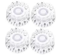 SAFIGLE 4pcs Electric Guitar Volume Hat Guitar Bass Potentiometer Knob for Replacements White Knobs Black Letters