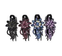SAFIGLE 4pcs Elegant Rhinestones Hair Claw Clips Set Duckbill Clips for Women Non Slip Design for Ponytails Travel Everyday Use Violet Dark Blue Gradient Blue Elegant Purple