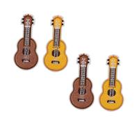 SAFIGLE 4pcs Embroidery Ukulele Brooch Pins Set, Enamel Guitar Pins for Clothing and Backpack Decoration, Cartoon Style Accessories for Students and Music Lovers, Yellow and Brown Colors