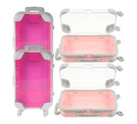 SAFIGLE 4pcs False Eyelashes Boxes: Luggage Shaped Container Empty Lash Organizer 5.11x2.95x1.38in - Mini Plastic Clear Travel Makeup Suitcases