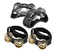 SAFIGLE 4pcs Foot Tambourine Pedal with Double Row Jingle Bells Percussion Musical Instrument for Acoustic Guitarists and Drum Playing Clear Sound Shakers for Adult Music Performances and