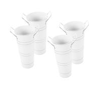 SAFIGLE 4pcs Galvanized Metal Vase Vases Metal Iron Flower Pot Decorative Galvanized Pot Vintage Iron Bucket White