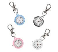 SAFIGLE 4pcs Glow-in-The-Dark Nurse Watches Metal Key Ring Large Dial Precise Timing Comfortable Wear for Medical Staff School and Daily Use