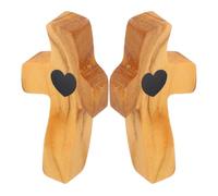 SAFIGLE 4pcs Handcrafted Small Wood Crosses with Intricate Details, Lightweight and Portable Christian Cross Heart Pocket Crosses, for Personal Devotion and Gifting