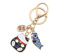 SAFIGLE 4pcs Japanese Style Cat Keychain for Year Blessings Creative Backpack Bag Charm Cute Maneki Neko Keyring Unique for Festivals and Special Occasions