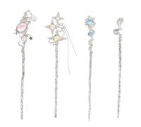 SAFIGLE 4pcs Lightweight Metal Chinese Hairpins with Tassels Modern Retro Chignon Headwear for Women and Elegant Decorative Hair Clasp Sticks for Stylish Updo Hairstyles