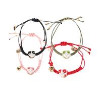 SAFIGLE 4pcs Maneki Neko Cat Bracelets Ceramic Charms Braided String Lucky Feng Shui Accessories for Students and Office Wear Red Green