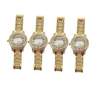 SAFIGLE 4pcs Men Diamond Wrist Watch for Business Casual Occasions Roman Numeral