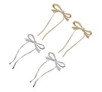 SAFIGLE 4pcs Metal Bow Hair Pins Set Elegant Hair Clips for Weddings Bridal Hairstyles Sturdy Yet Lightweight for Buns Updos Gold Silver Colors