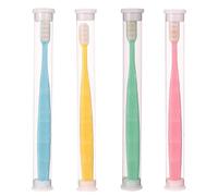 SAFIGLE 4pcs Micro-Nano Soft Bristle Toothbrush for Sensitive Gums Extra Soft Manual Oral Care for Adults Ergonomic Grip Yellow Green Pink Blue