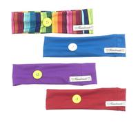 SAFIGLE 4pcs Non-slip Elastic Sports Headbands for Women Sweat-absorbing Yoga Hair Bands with Mask Button Holder Colorful Outdoor Headwraps in Red Blue Purple