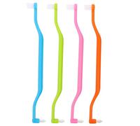 SAFIGLE 4pcs Oral Replacement Brush Heads Double-Headed Tuft Toothbrush for Interspace Cleaning Portable Travel