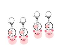 SAFIGLE 4pcs Pig Keychain Resin Charm Pendant for Boys and Girls Handbag Decor Pink