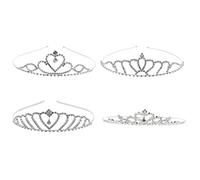 SAFIGLE 4pcs Princess Rhinestone Crown Headband for Boys and Girls Birthday Party Sparkling Headwear for Girls