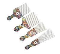 SAFIGLE 4Pcs Retro Pattern Steel Needle Comb Durable Long Tooth Hair Combs for Smooth Styling for All Hair Practical Haircut and Oil Comb Accessories
