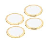 SAFIGLE 4Pcs Round Acrylic Lampshade Dust Cover with Gold Rim Lamp Shade Diffuser for Pendant Ceiling Table Lamps Dustproof Protection for LED Curtain Lights