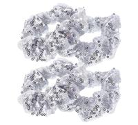 SAFIGLE 4pcs Sequin Hair Scrunchies for Glitter Elastic Hair Ties Fish Scale Pattern Fabric Bands with Eye-catching Sparkle and Day Comfort, for Birthday Parties and Holidays