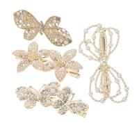SAFIGLE 4pcs Shiny Decor Butterfly Hairpins Flower Hair Barrettes Hair Clips for Women Girls