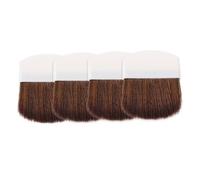 SAFIGLE 4pcs Small Blush Brush and Powder Brush Set Flat Mini Brown Bristles and White Handles Suitable for Cheeks Contouring and Loose or Pressed Powder Application for Women
