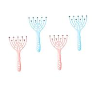 SAFIGLE 4pcs Steel Bead Manual Head Massager Ergonomic Scalp Stimulator for Stress Relief Circulation Head Care Tool for Relaxation Two Colors Pink Blue