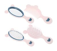 SAFIGLE 4pcs Toddler Hair Brush and Detangling Comb Set Handheld Mirror Small Cute Styling Combs for Girls Baby Hair Care Portable