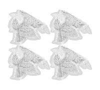 SAFIGLE 4pcs White Floral Sequin Applique for Dress with Plastic Lace Material, Versatile Application and Covering Flaws, for Wedding Dress Sewing and DIY Crafts