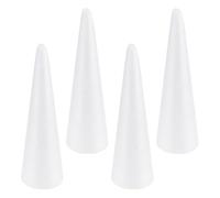 SAFIGLE 4pcs White Foam Cones for Crafts, DIY Christmas Tree Foam Cone with Safe Edge Design and Easy Colouring Process, for Holiday Decorations and Painting Projects