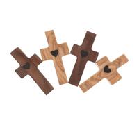 SAFIGLE 4pcs Wooden Pocket Crosses with Rounded Edges and Compact Shape Hand Held Prayer Crosses for Christians Natural and Elegant Look, Easter Basket Filler Gift for Home