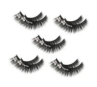 SAFIGLE 5 Pairs Rhinestone False Eyelashes with Diamond Embellishment, Long Thick Dramatic Stage Lashes for Latin Dance Performance and Cosplay