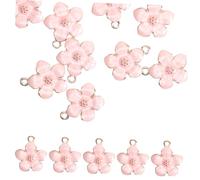 SAFIGLE 50Pcs Cherry Blossom Flower Charms Alloy Pendants for DIY Jewelry Making Lightweight Mini Sakura Pendants with Attachment for Necklace Bracelet Crafting Shiny Pink Floral