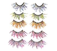 SAFIGLE 5Pairs Fluorescent False Eyelashes with Glitter Colorful Lashes for Halloween Christmas and Role Play Includes Unique Styles K