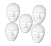 SAFIGLE 5pcs Blank White Masks for DIY Projects Paintable Cosplay Accessories Lightweight Comfortable Design for Masquerade Parties and Group Activities