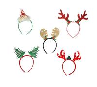 SAFIGLE 5Pcs Christmas Headbands for Non Slip Soft Fabric Hair Bands with Red Santa Hat Pink and Red Spotted Reindeer Antlers Christmas Tree and Gold Festive Party Hair Accessories