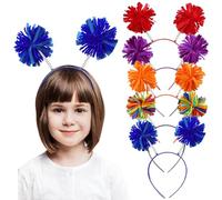 SAFIGLE 5pcs Colorful Pom Pom Party Headbands for Adults, Spring Bounce Hair Accessories with Red, Purple, Blue, Orange, Balls, Carnival and Cosplay Hairbands