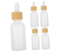 SAFIGLE 5pcs Essential Oil Dropper Bottle Thick Glass Dropper Bottles Leakproof for Perfume Wood Grain Cap