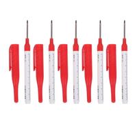 SAFIGLE 5pcs Long Reach Woodworking Ink Marker Pens with Stable Grip and Fast Drying Features for Workshop Benches and Woodworking Decoration, Plastic round Antiroll Cylinder Design, Red